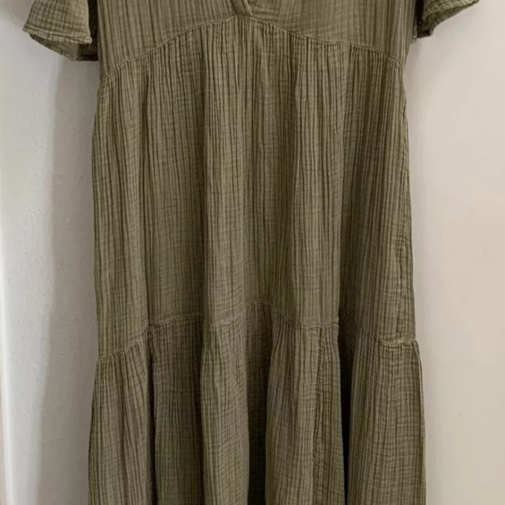 Anthropologie The Kallie Flowy Olive Green Maxi Dress XS Guaze New NWT BOHO HTF - Picture 9 of 12